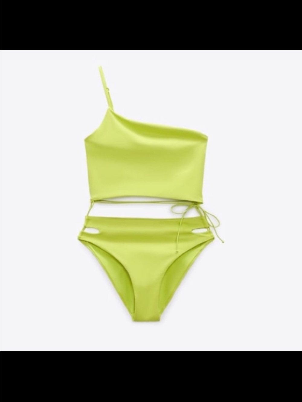 NEW! Zara Women’s Asymmetrical  One Piece Lime Green Bathing Suit Size S - Picture 3 of 5